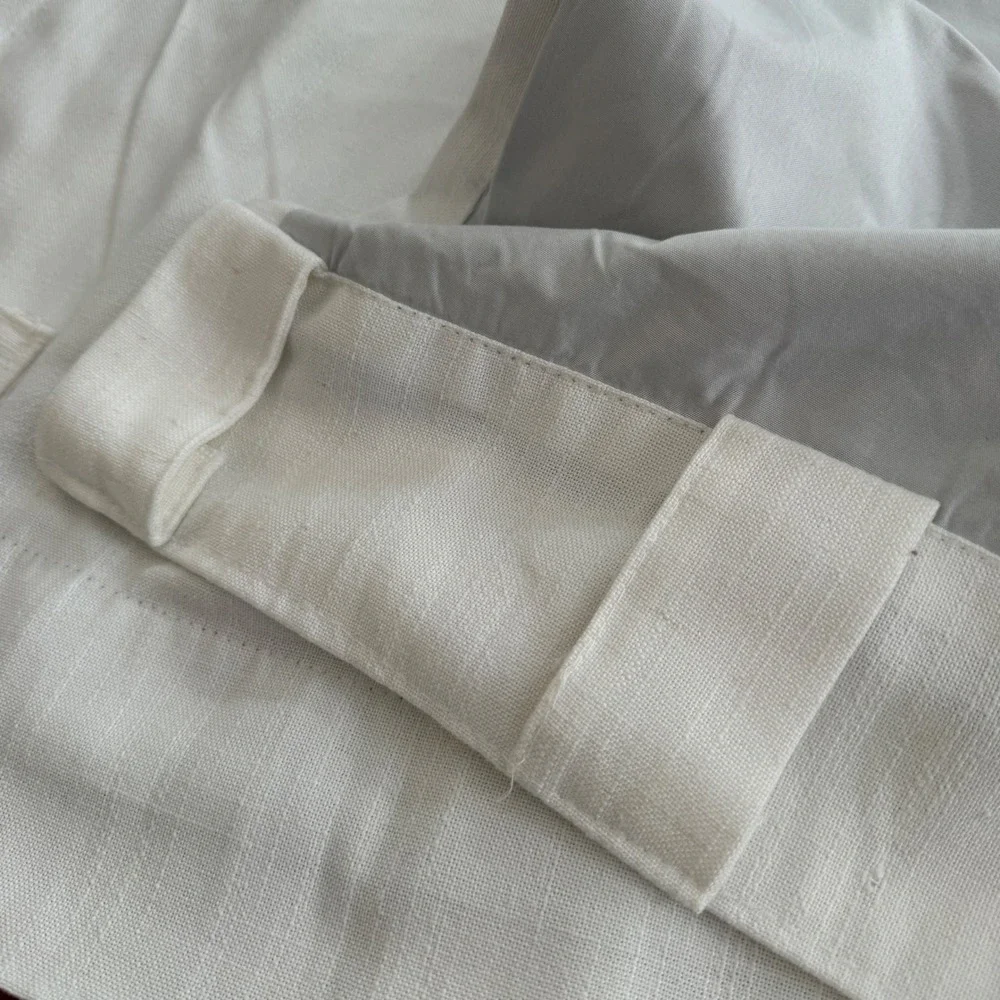 Tahari Home Off White Linen Blend Back Tab Lined Curtain Panels 50x94 Set of 2